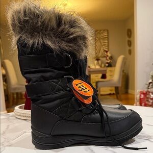 Lugz Black Boots with Faux Fur Trim